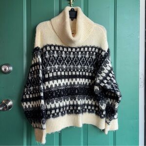 Universal Thread XXL Cream and Black Nordic Cowl Sweater